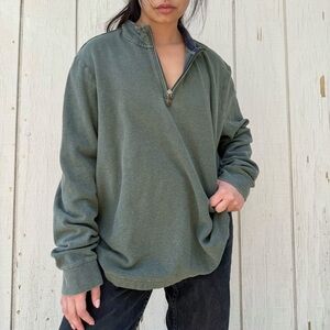 Vintage green 1/4 zip pullover sweatshirt size large